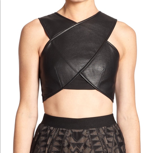 ⭐️Host Pick⭐️BCBGMAXAZRIA cropped leather look Top - Picture 2 of 8
